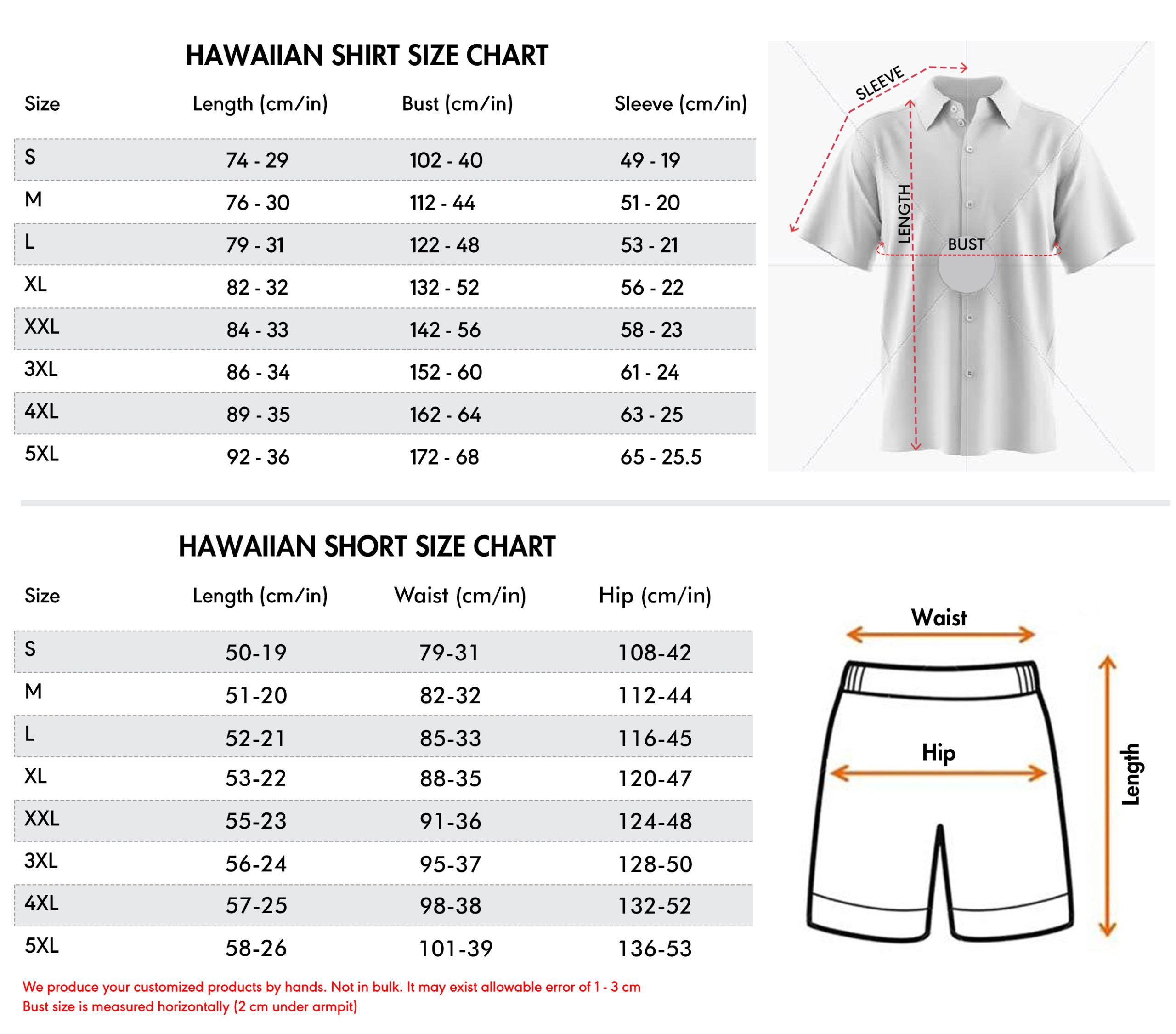 Short Size Chart