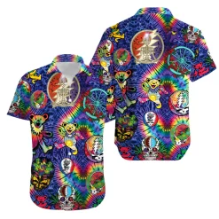 Bears Grateful Dead Tie Die Hawaiian Shirt