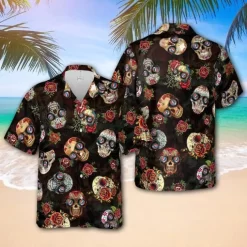 Grateful Dead Skull Floral Hawaiian Shirt