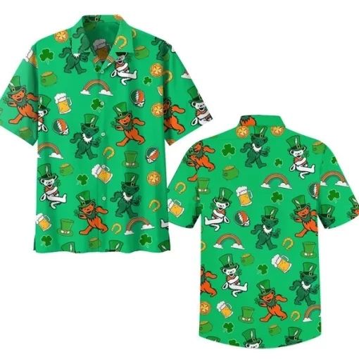 Green Grateful Dead St. Patrick's Day Hawaiian Shirt 2-sided