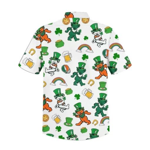 White Grateful Dead St. Patrick's Day Hawaiian Shirt backside