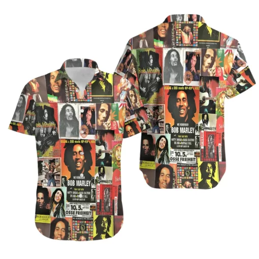 Bob Marley Music Collage Hawaiian Shirt