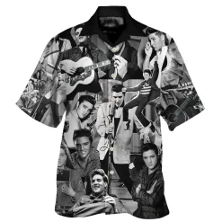 Elvis Presley The King Of Rock And Roll Black Hawaiian Shirt