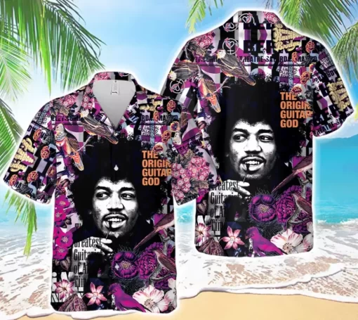 Jimi Hendrix Album Collage Tropical Hawaiian Shirt