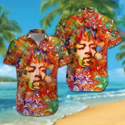 Jimi Hendrix Face Tie Dye Hawaiian Shirt