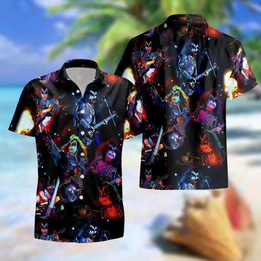 Kiss Band Creatures of the Night Short Sleeve Hawaiian Shirt