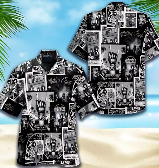 Motley Crue Black Collage Albums Hawaiian Shirt