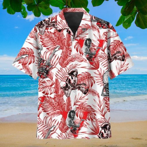 Red Van Halen With Guitar Hawaiian Shirt