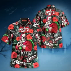 3D Misfits Skull Santa Christmas Hawaiian Shirt