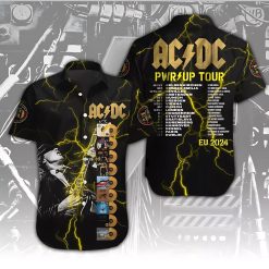 ACDC Pwr Up World Tour 2024 Yellow Hawaiian Shirt