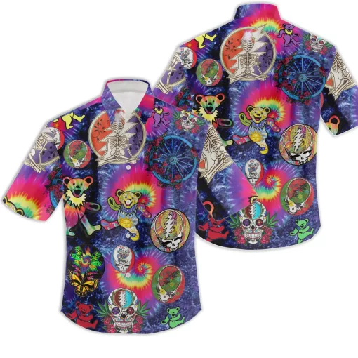 Bears Grateful Dead Tie Die Hawaiian Shirt