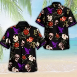 Black Sabbath Skull & Floral Print Hawaiian Shirt