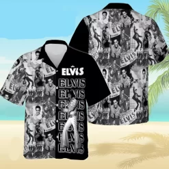 Black & White Elvis Extravaganza Hawaiian Shirt