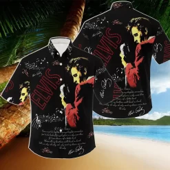 Elvis Presley Black & Red Concert Hawaiian Shirt