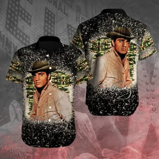 Elvis Presley Blue Suede Cowboy Hawaiian Shirt