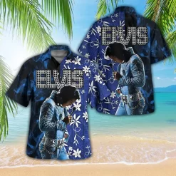 Elvis Presley Blue Suede Hawaiian Shirt