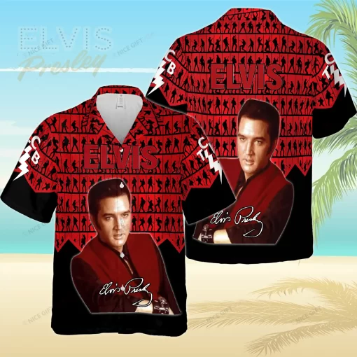 Elvis The King's Stage Red Hawaiian Shirt