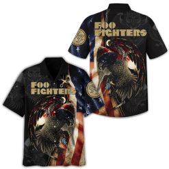 Foo Fighters Eagle & American Flag Hawaiian Shirt