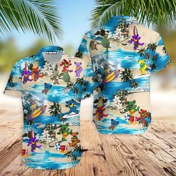 Grateful Dead Dancing Bears Color Hawaiian Shirt