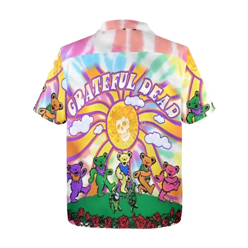 Grateful Dead Dancing Bears Tie-Dye Hawaiian Shirt Back Side