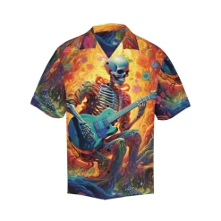 Grateful Dead Skelton Guitar Player Hawaiian Shirt