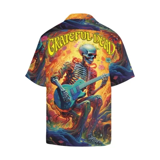 Grateful Dead Skelton Guitar Player Hawaiian Shirt Back Side