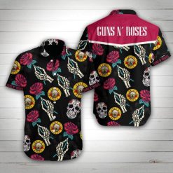 Guns N' Roses Skeleton Hand & Roses Hawaiian Shirt