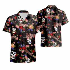 Misfits Skull & Floral Print Hawaiian Shirt