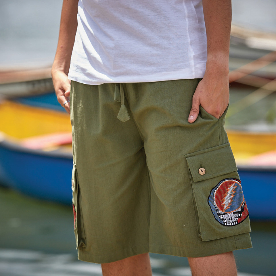 REUBEN SHORTS Cotton Men's Cargo Grateful Dead Shorts With SYF Embroidery