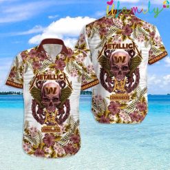 Skull And Flower Pattern Metallica Hawaiian Shirt