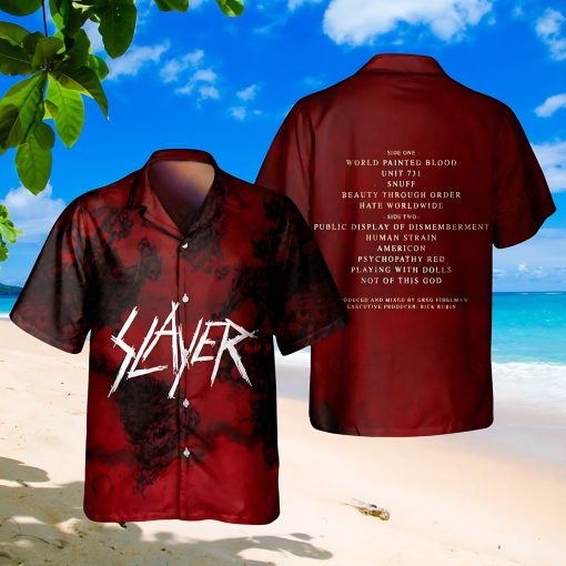 Slayer World Painted Blood Album Hawaiian Shirt