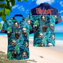 Slipknot Halloween Horror Characters Blue Custom Name Hawaiian Shirt