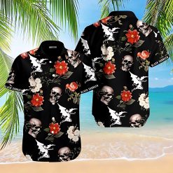 Black Sabbath Skull and Flowers Hawaiian Shirt