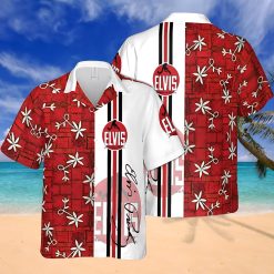 Elvis Presley Red Starburst Aloha Hawaiian Shirt