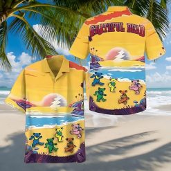 Grateful Dead Dancing Bear On The Beach Hawaiian Shirt