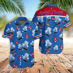 Grateful Dead Band Palm Tree Blue Hawaiian Shirt