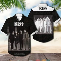 Kiss Band Dressed To Kill Black Short Sleeve Hawaiian Shirt