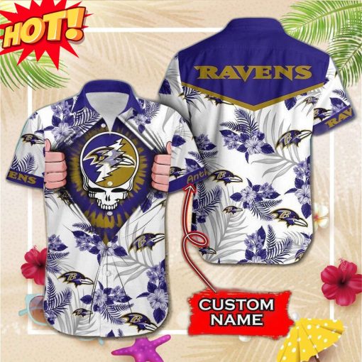 NFL Baltimore Ravens Grateful Dead Gift For Fan Personalized Hawaiian Shirt