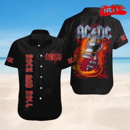 AC/DC Flaming Strings Rock And Roll Hawaiian Shirt