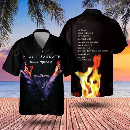 Black Sabbath Cross Purposes Fire & Wings Hawaiian Shirt