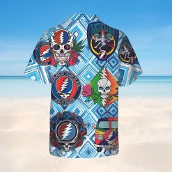 Blue Lagoon Grateful Dead Collage Hawaiian Shirt back