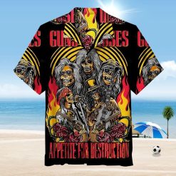 Guns N' Roses Flaming Skull Band Hawaiian Shirt