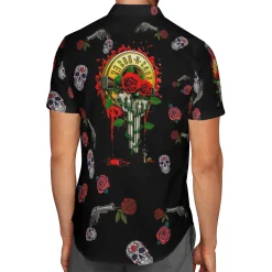 Guns N' Roses Skull and Roses Hawaiian Shirt back side