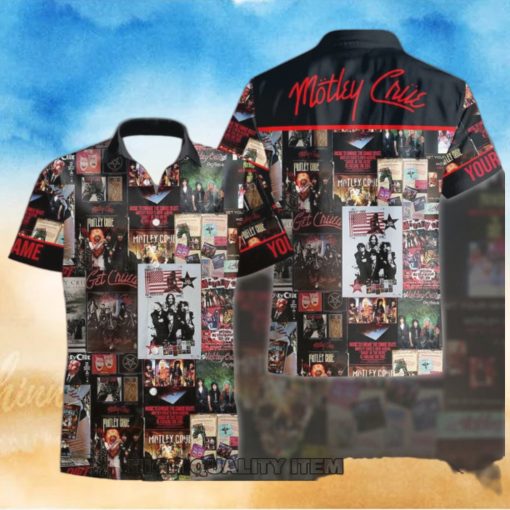 Motley Crue Rock History Collage Hawaiian Shirt