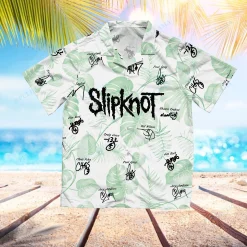 Slipknot Autographed Green Palm Hawaiian Shirt