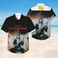 Thin Lizzy Live And Dangerous Album Cover Black Hawaiian Shirt