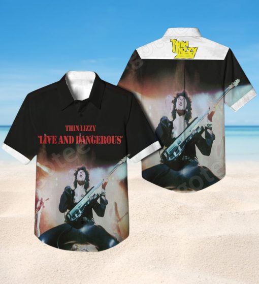 Thin Lizzy Live And Dangerous Album Cover Black Hawaiian Shirt