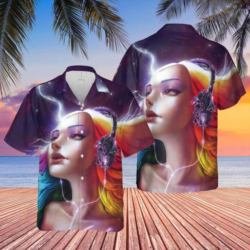 Pink Floyd Lady Art Neon Dreams Hawaiian Shirt