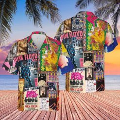 Pink Floyd Retro Concert Poster Collage Hawaiian Shirt