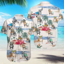 Surfing Bulldog Beach Vibes Hawaiian Shirt